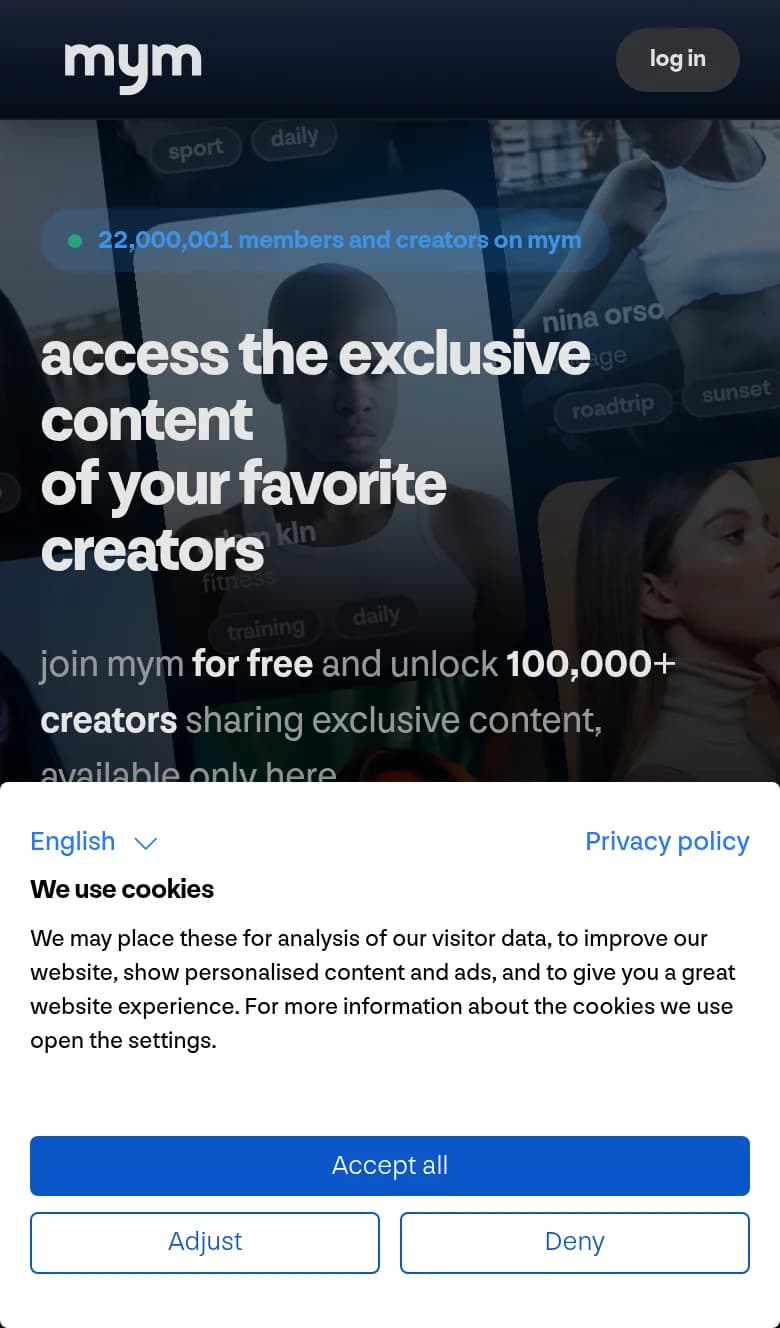 Screenshot of MYM.fans